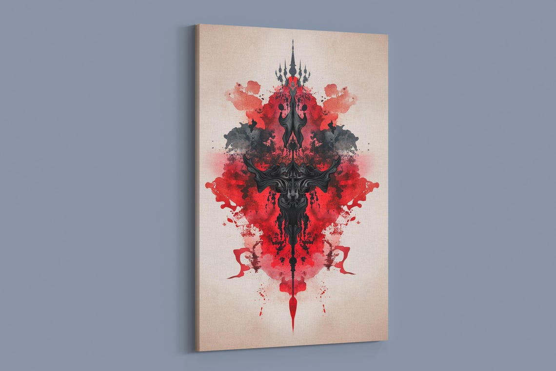 Ornate Red And Black Design, Indian Art - Image 2