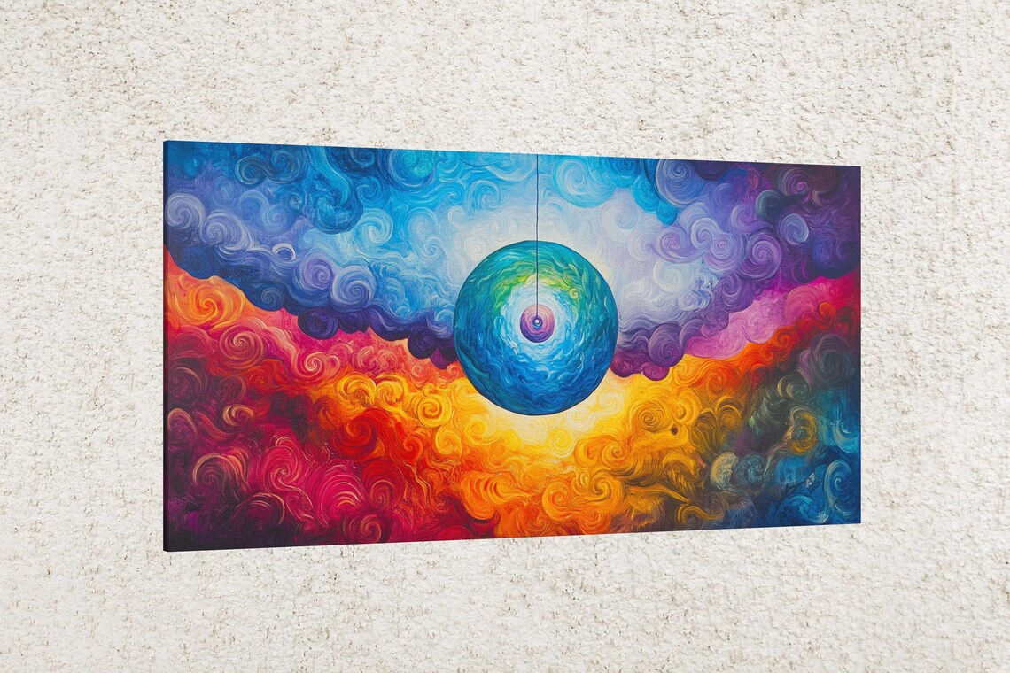 Swirling Colorful Orb, Abstract Art Print