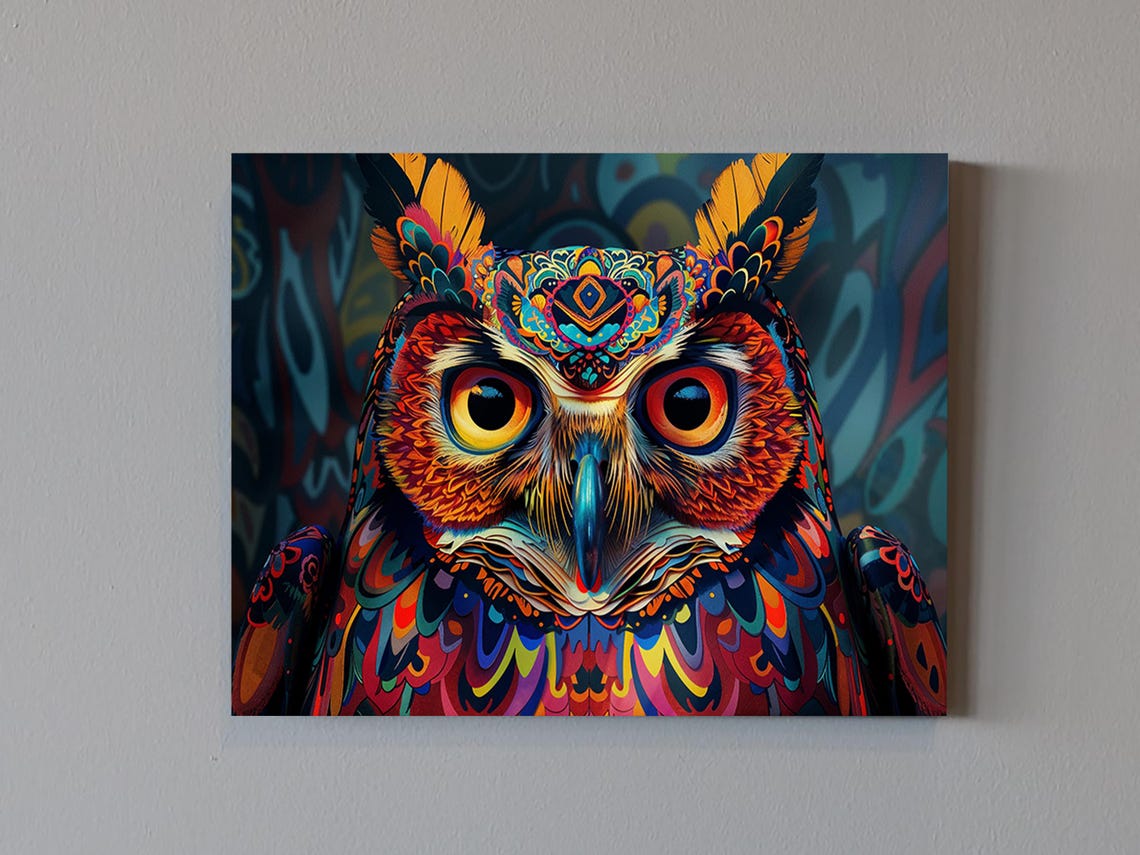 Alebrije Owl Colorful Mandala Patterns Mexican Folk Art Animal Poster