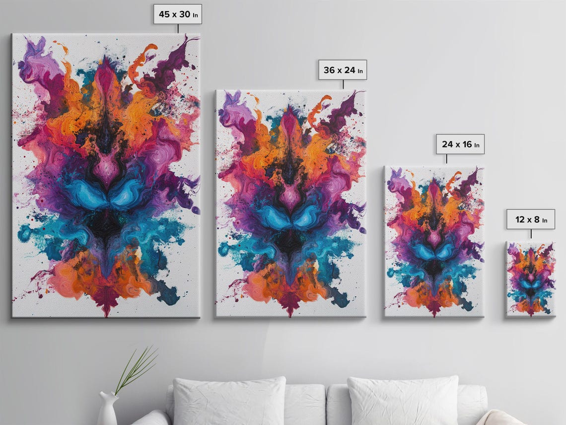 Dynamic Symmetrical Ink Splash Purple Orange Teal Abstract Poster - Image 3