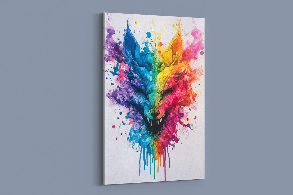 Rainbow Wolf - Vibrant Animal Art Print - Image 2