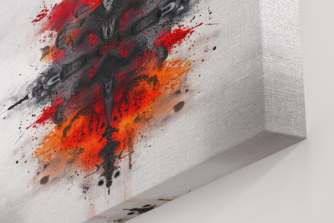 Fiery Symmetrical Ink Design Print Print - Image 5
