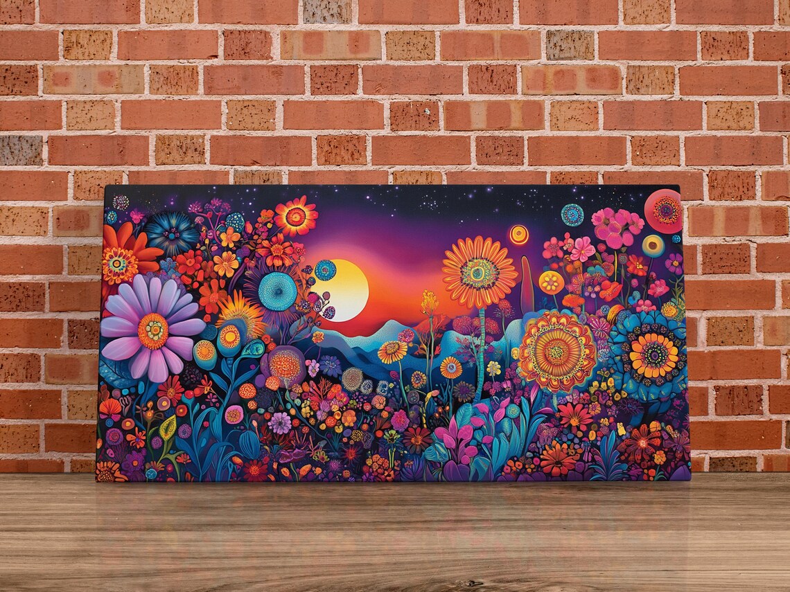 Starry Floral Night Art Print, Spring Decor