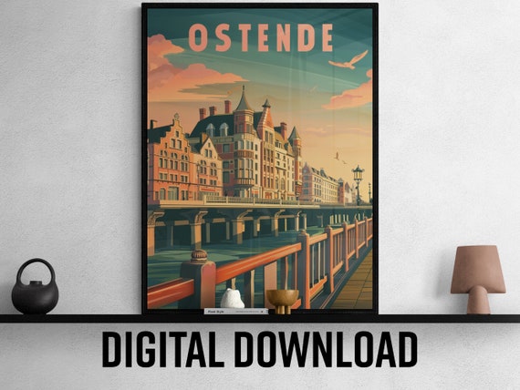 Ostend Travel Poster Vintage Art Print For Home Dcor Unique Gift For Travel Lovers