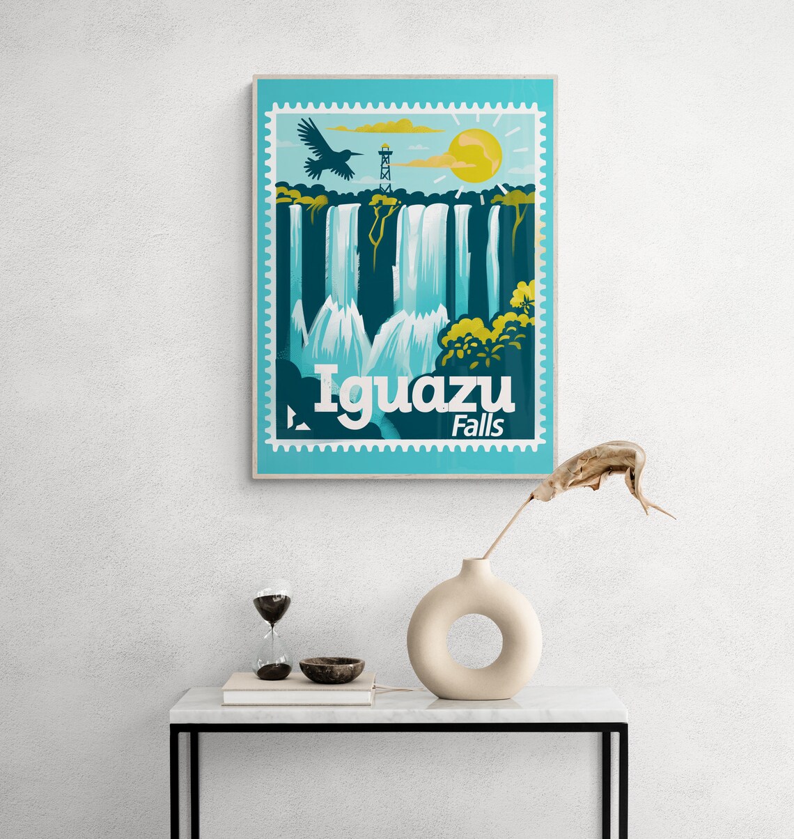 Iguazu Falls Thundering Waterfall Vintage Travel Stamp Poster - Image 4