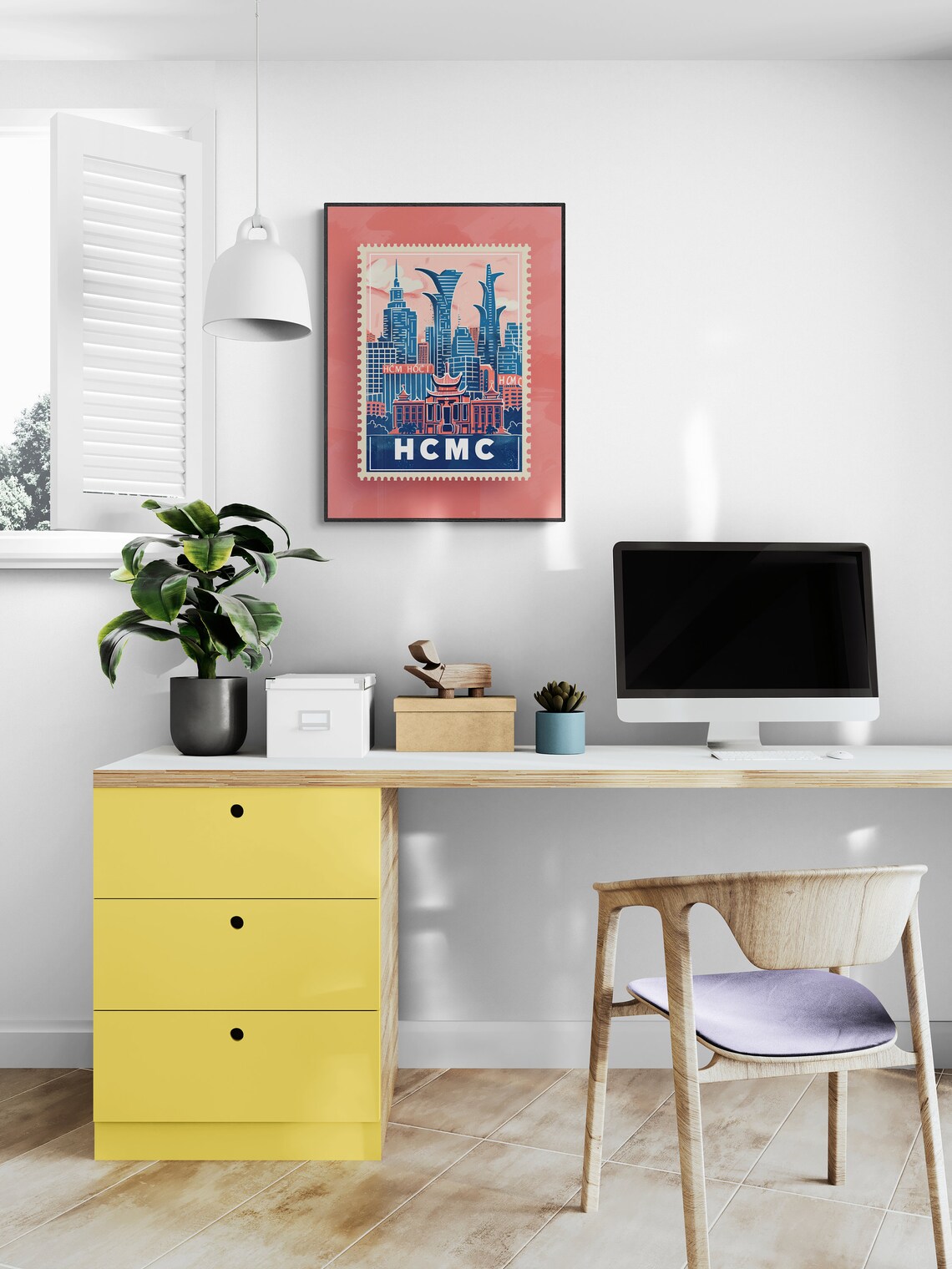 Ho Chi Minh City Skyline Vintage Colonial Stamp Style Travel Poster - Image 4