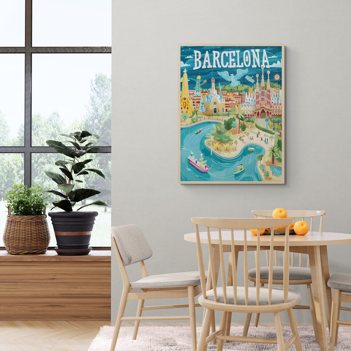 Barcelona Sagrada Familia Whimsical Colorful Travel Poster Art - Image 5