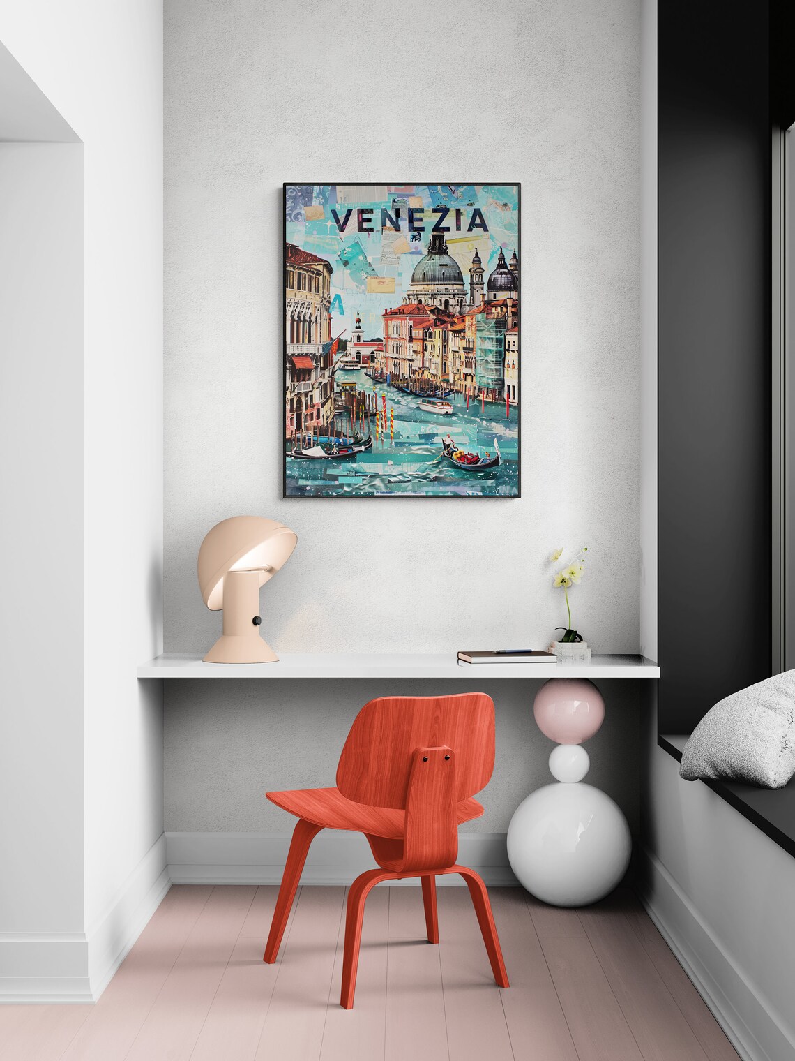 Venezia Grand Canal Gondolas Domed Church Collage Style Travel Poster - Image 4