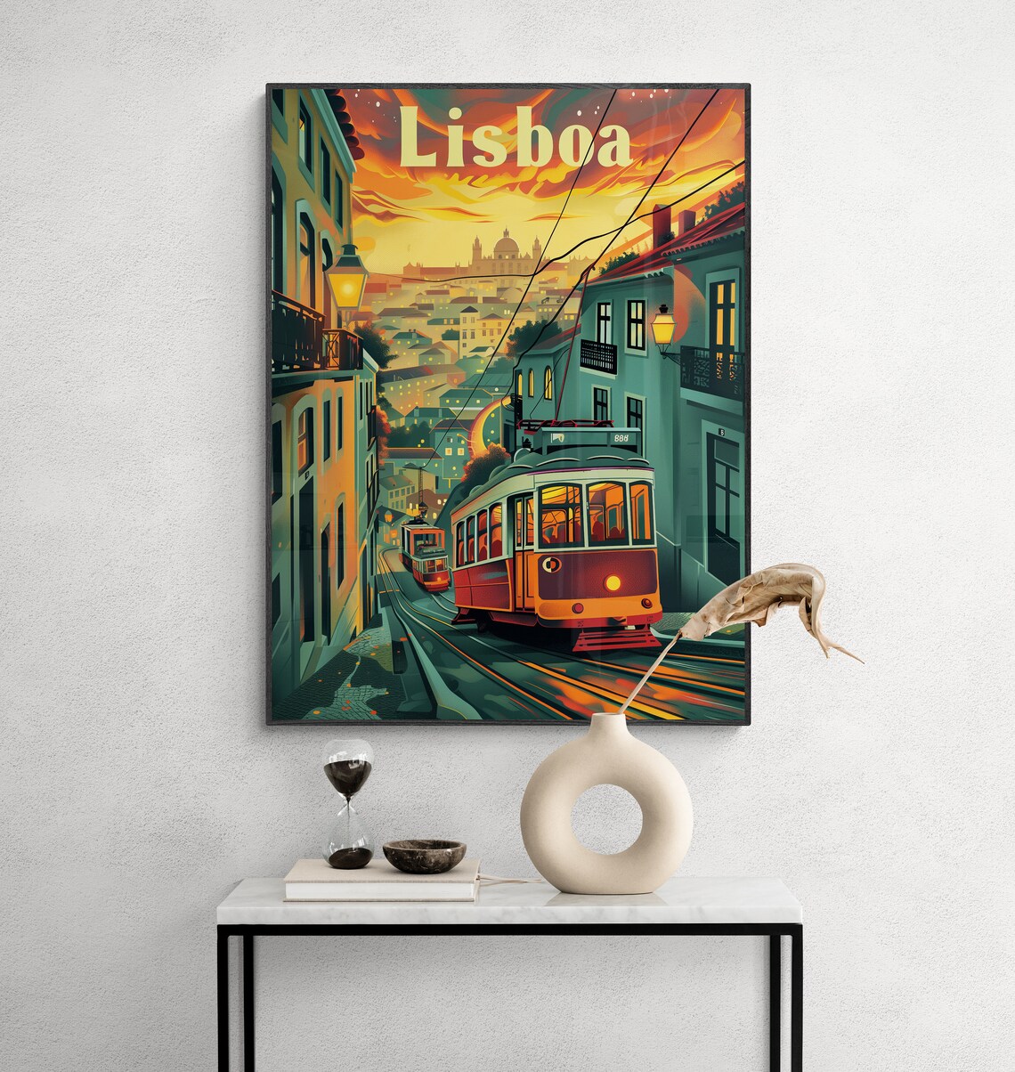 Lisboa Portugal Tram 28 Alfama Sunset Street Vintage Travel Poster - Image 4