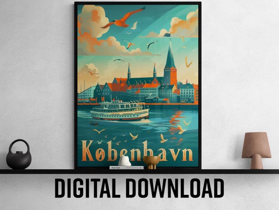 Copenhagen Wall Art Print Vintage Travel Poster For Home Decoration Ideal Gift For Art Lovers