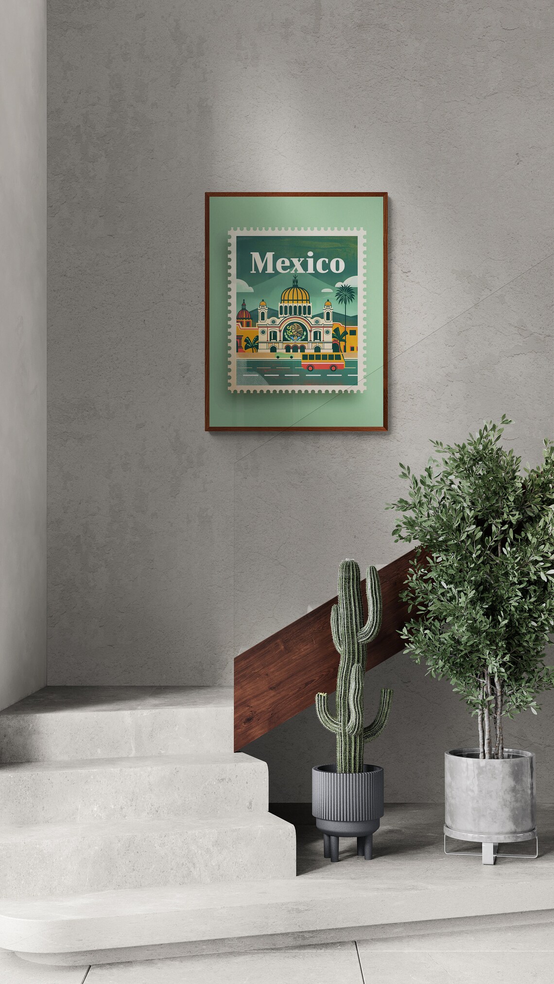 Mexico City Historic Landmark Vintage Travel Stamp Style Poster - Image 3