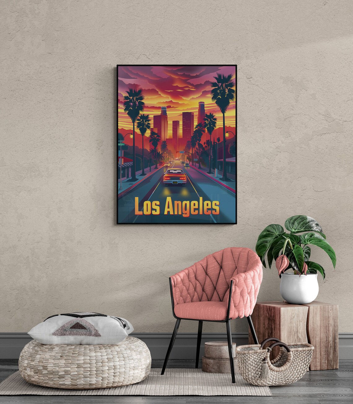 Los Angeles Sunset Palms Boulevard Retro California Poster Art - Image 3