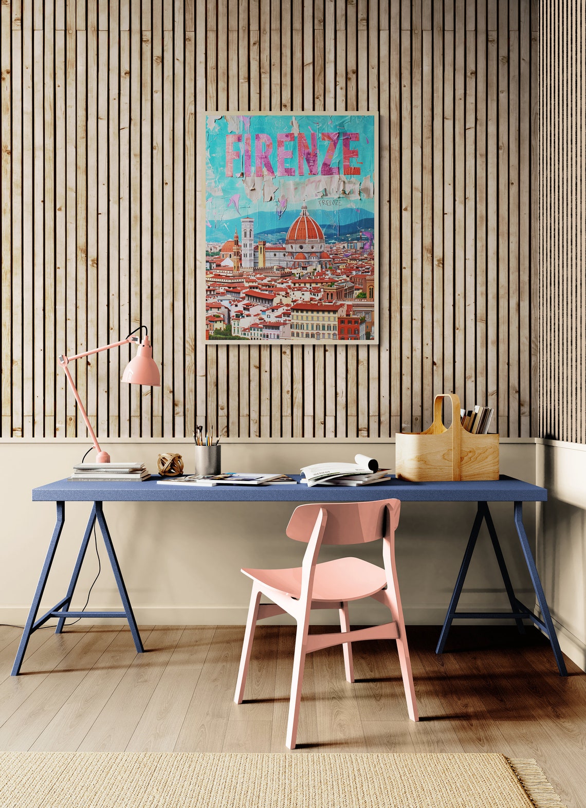 Firenze Florence Duomo Red Dome Rooftops Torn Paper Travel Poster - Image 3