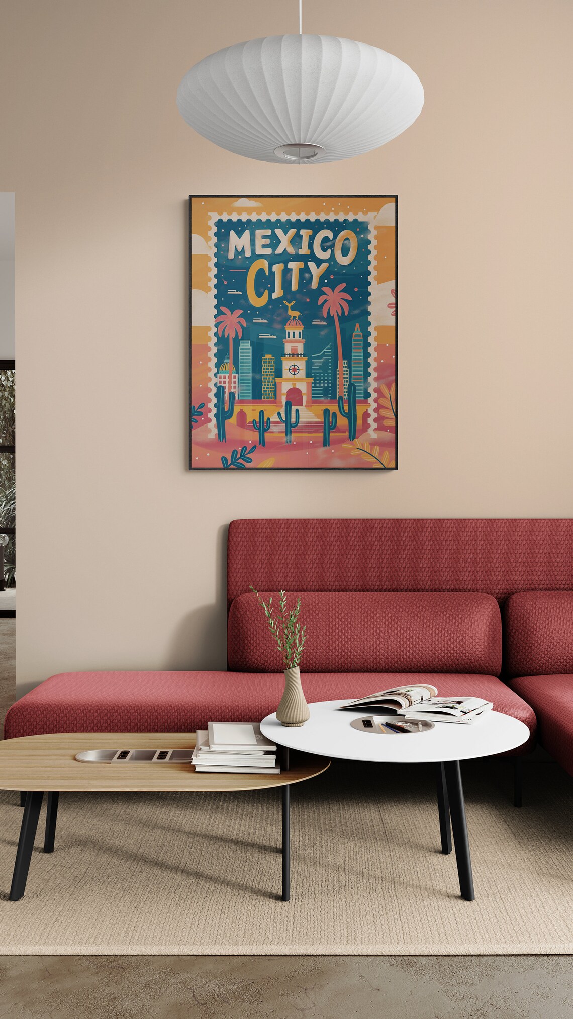 Mexico City Starry Night Skyline Vintage Travel Stamp Poster - Image 5