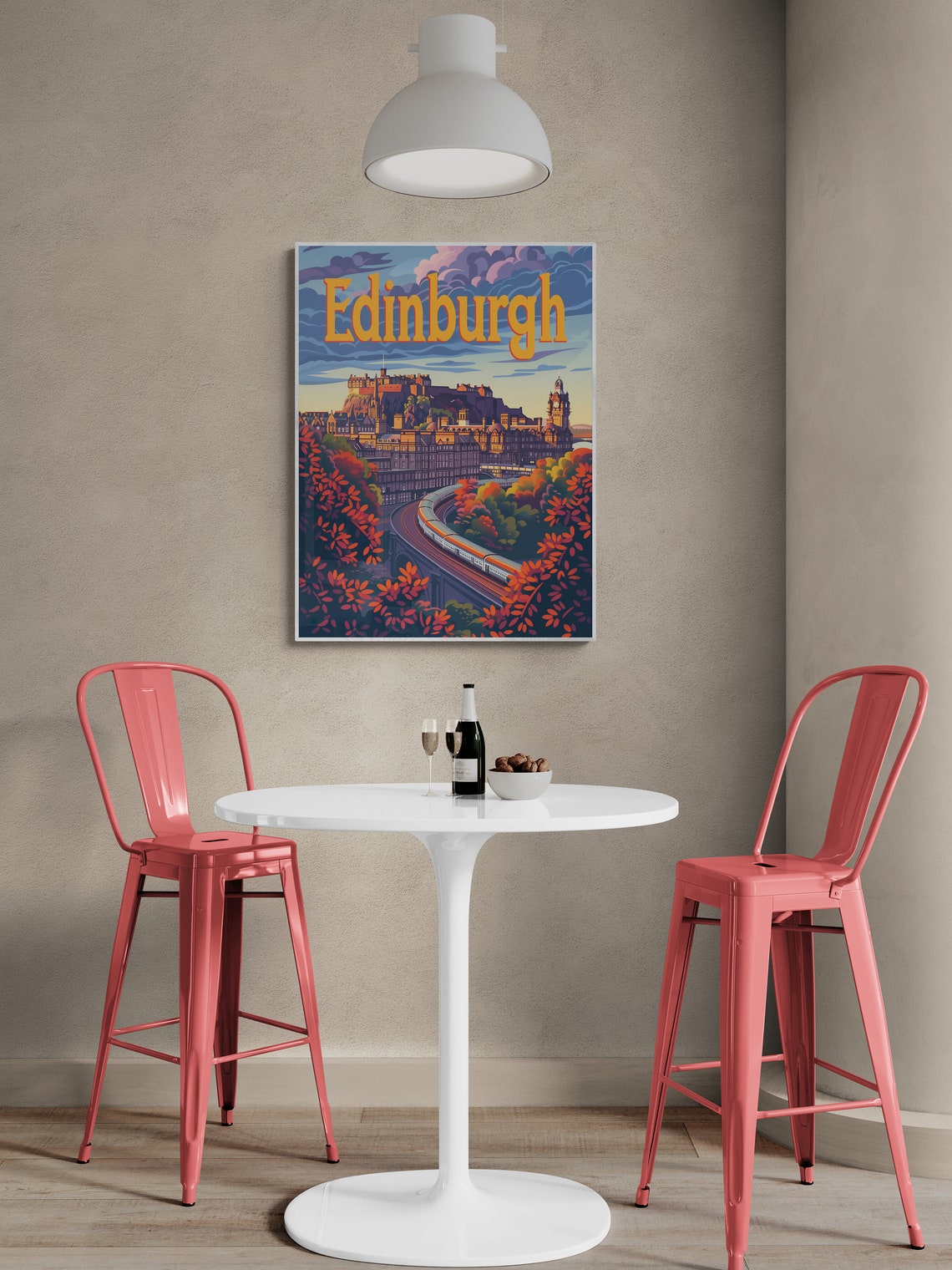 Edinburgh Castle Autumn Train Viaduct Vintage Scotland Poster - Image 4