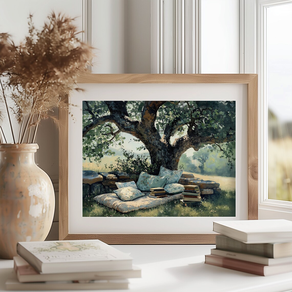 Reading Nook Under Big Tree Books And Cushions Garden Poster - Image 2