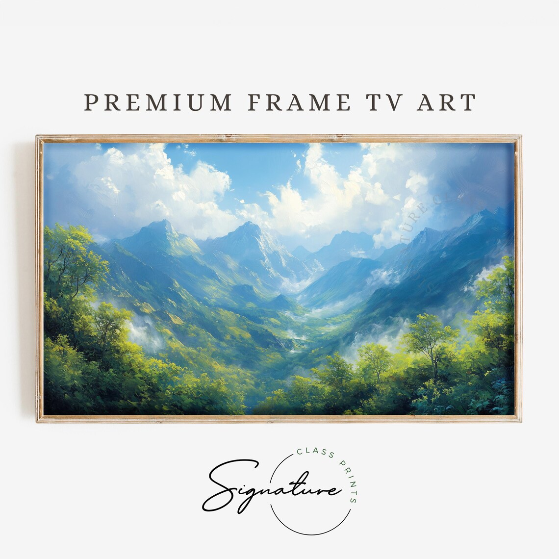 Lush Mountain View, Rustic Nature Scene Art Print