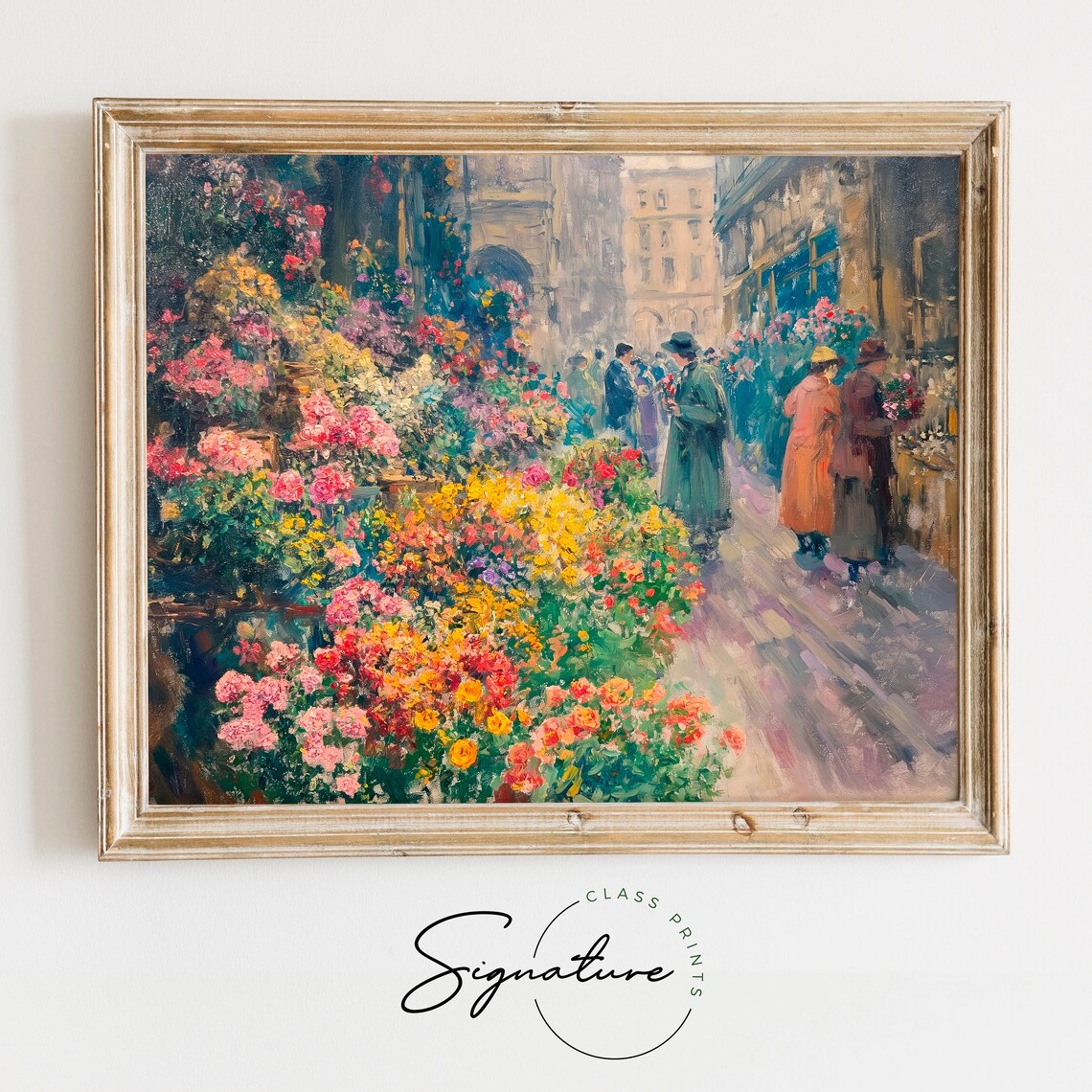 Flower Stall At Busy Street Market Bustling Floral Scene Art Poster