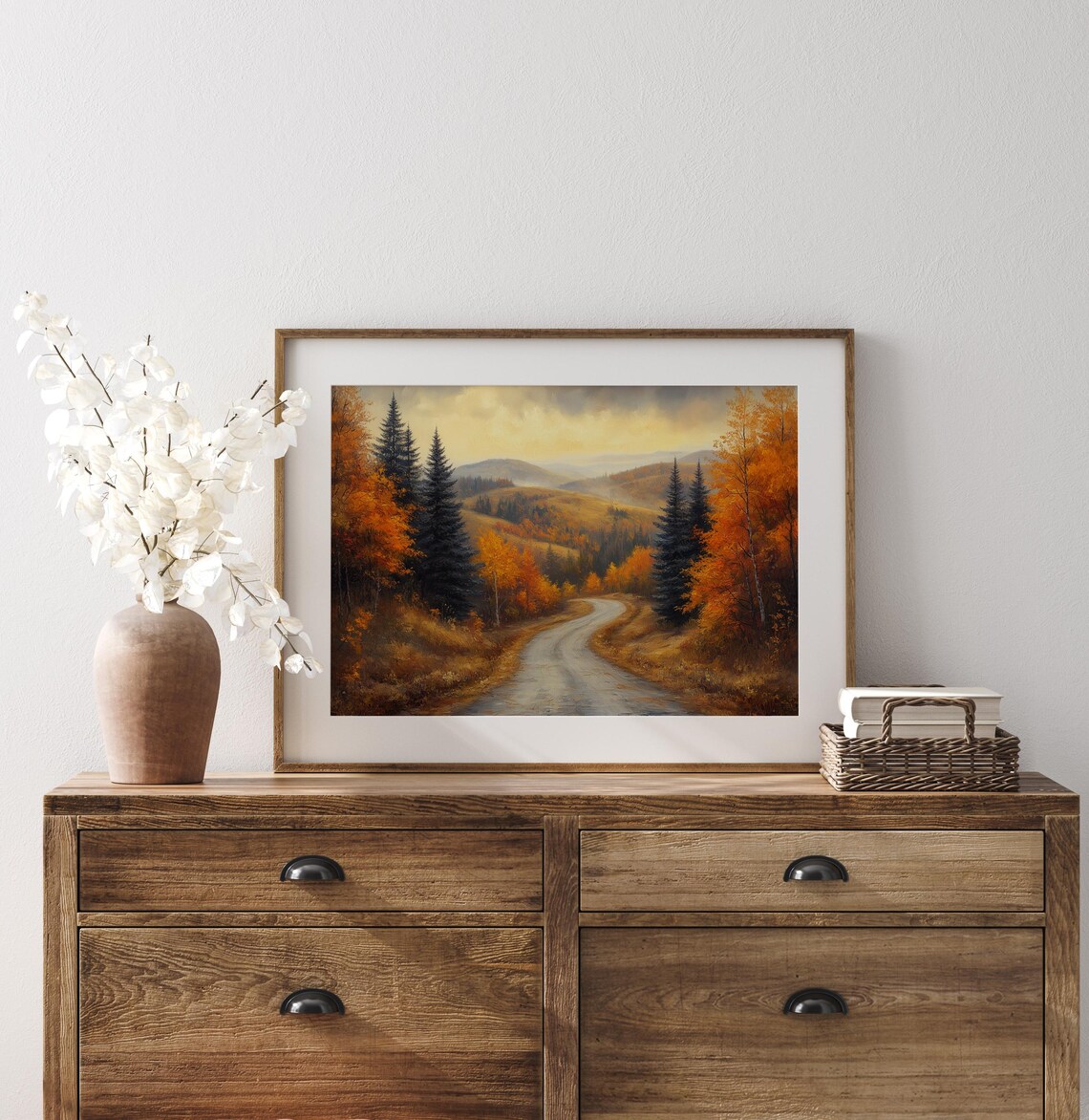 Winding Road Through Autumn Pines And Golden Trees Mountain Poster - Image 3