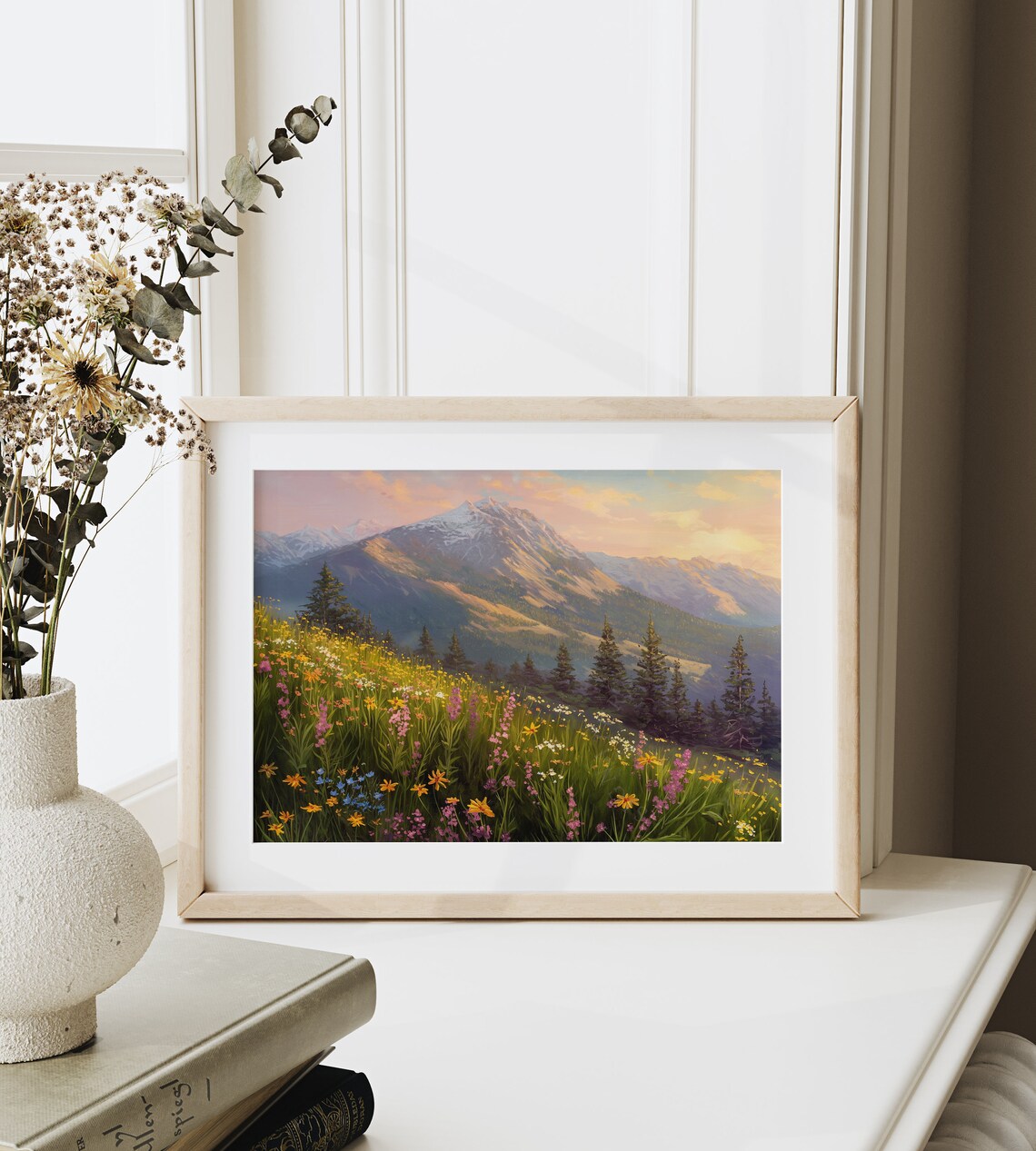 Sunrise Over Wildflowers, Mountain Landscape Art - Image 6