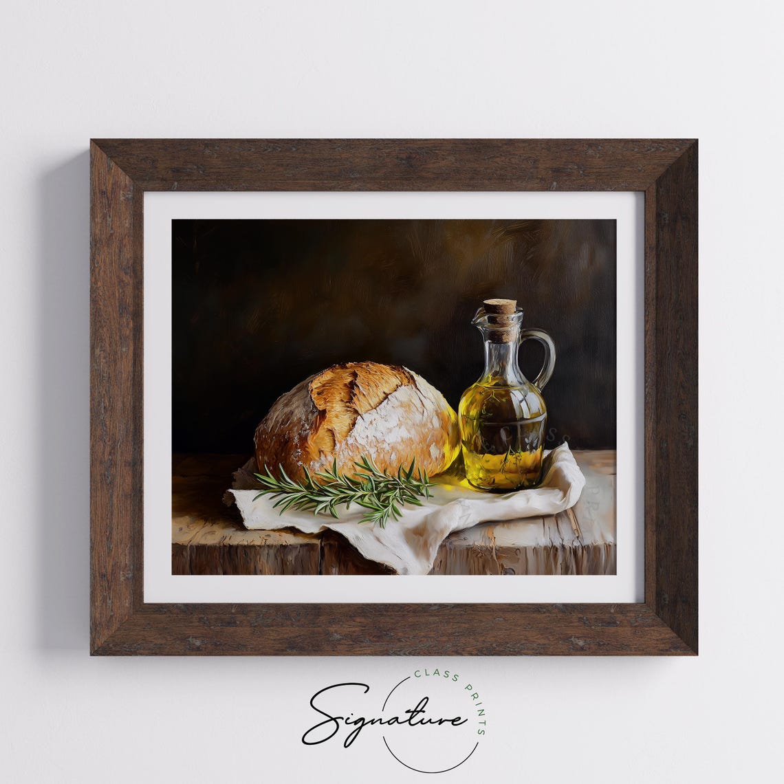 Rustic Bread And Olive Oil Still Life Kitchen Farmhouse Wall Art - Image 5