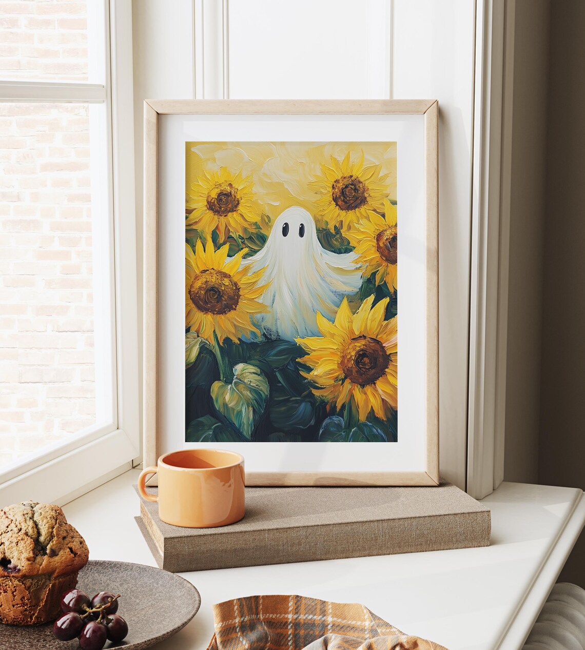 White Ghost Sunny Sunflower Garden Yellow Summer Floral Poster - Image 6