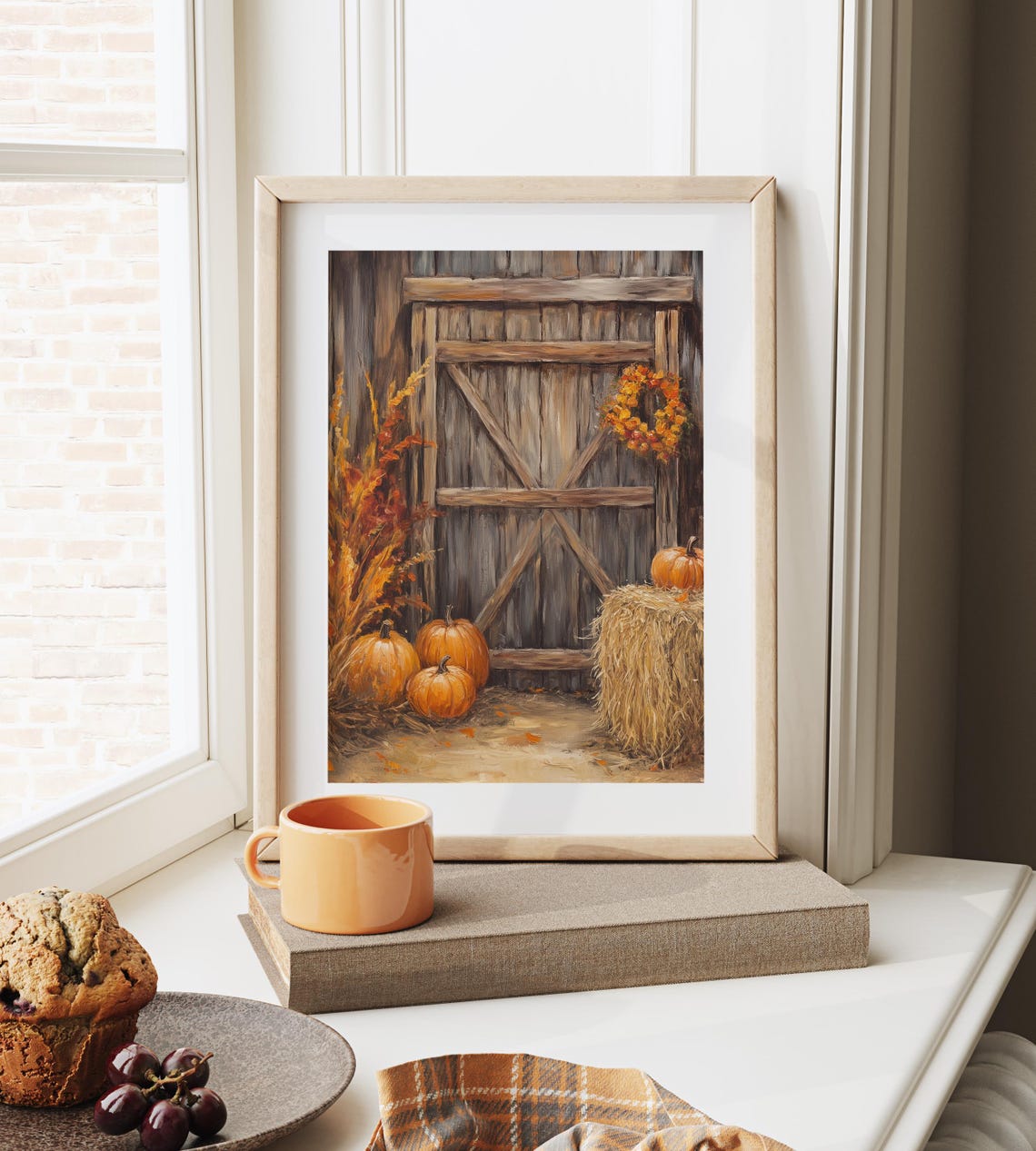 Rustic Barn Door With Pumpkins Hay Bales And Wreath Fall Poster - Image 6