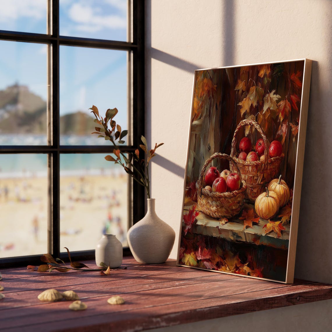 Harvest Baskets Red Apples Mini Pumpkins Fall Still Life Poster - Image 5