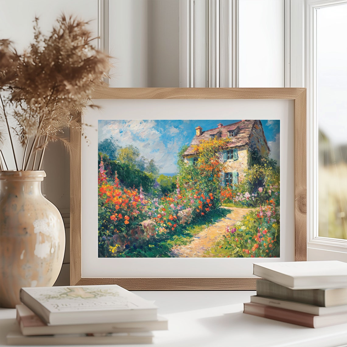 Artists Garden Cottage Blooming Flower Path Vintage Oil Poster - Image 2