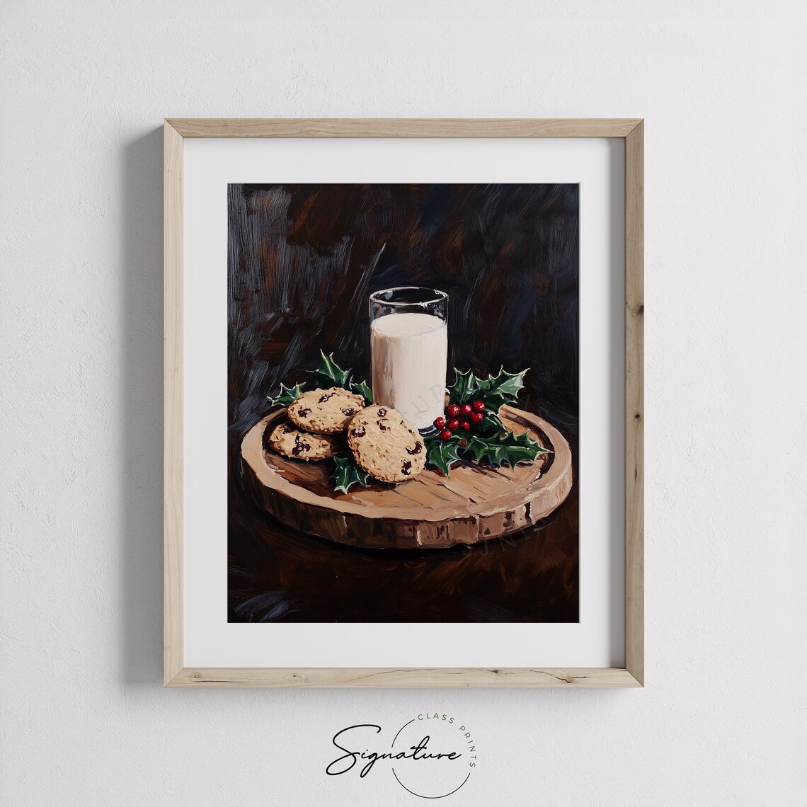 Milk And Cookies For Santa On Wooden Board Holiday Painting Poster - Image 3