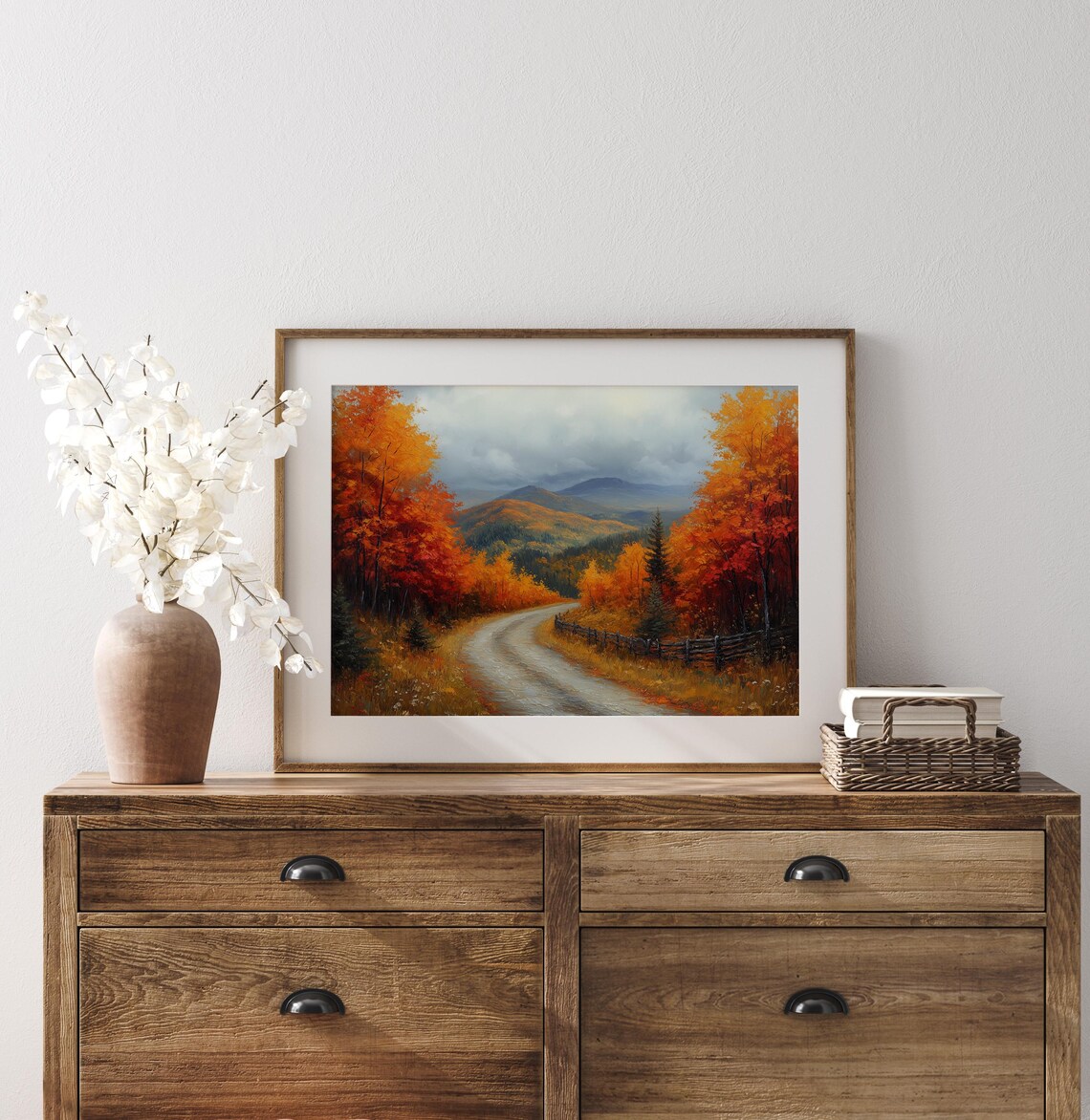 Winding Country Road Through Fiery Autumn Hills Scenic Roadway Poster - Image 3
