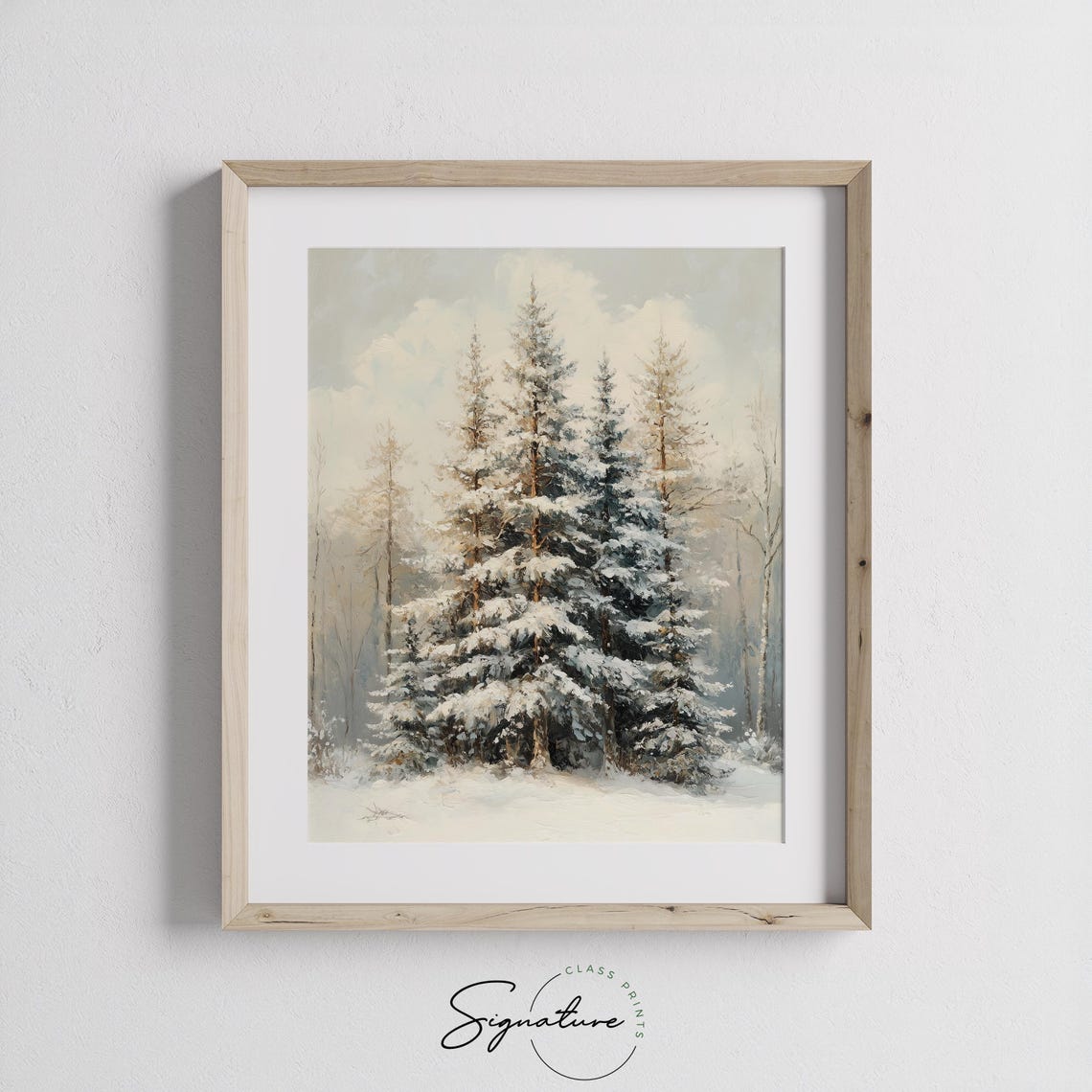 Tranquil Frosty Pine Trees In Overlapping Layers Winter Art Poster - Image 2
