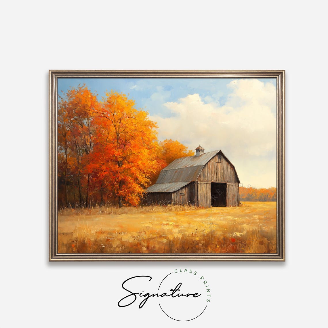 Wooden Barn Amid Autumn Fields Orange Maples Farmhouse Fall Poster - Image 4