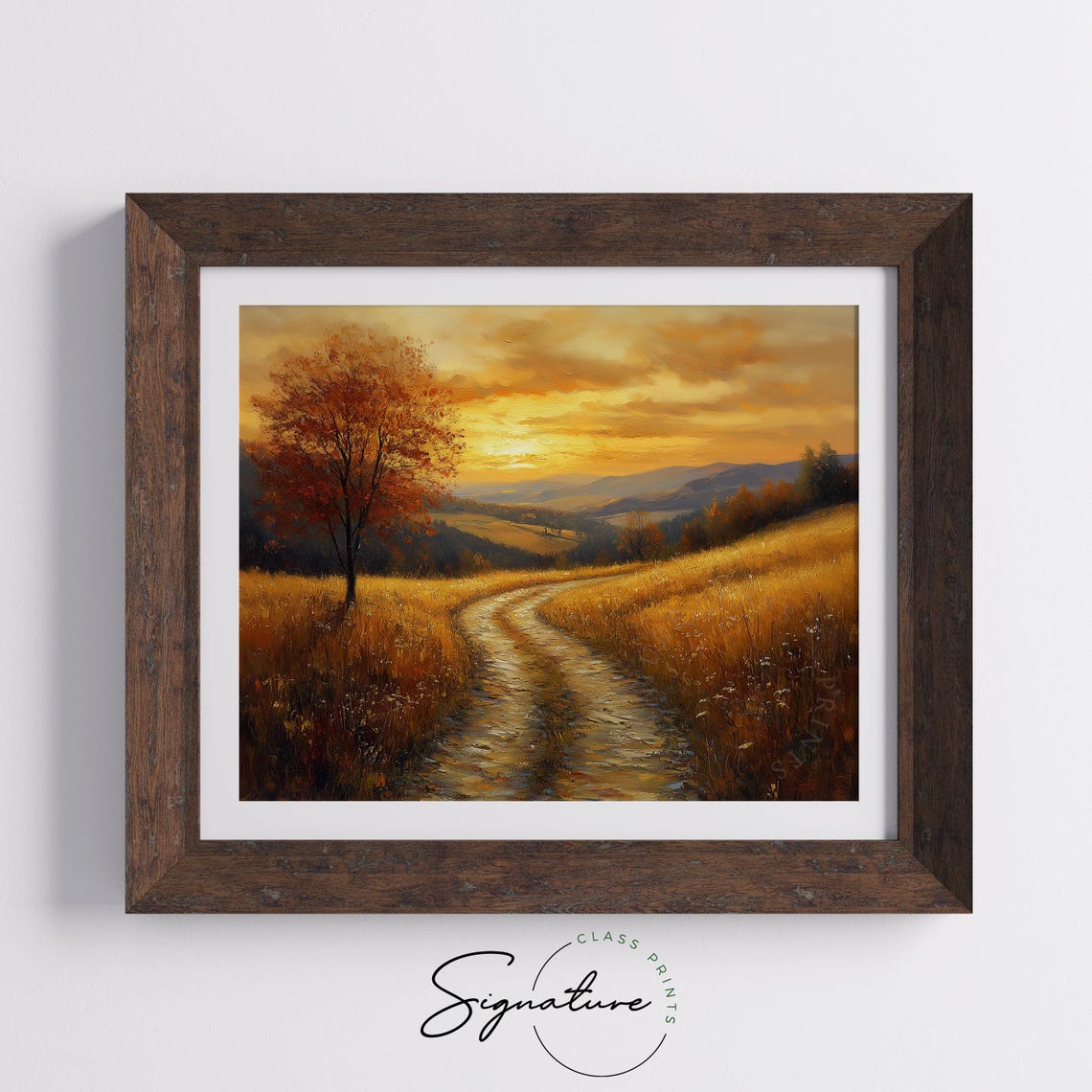Sunset Path Golden Wheat Fields Autumn Horizon Painting Print - Image 5