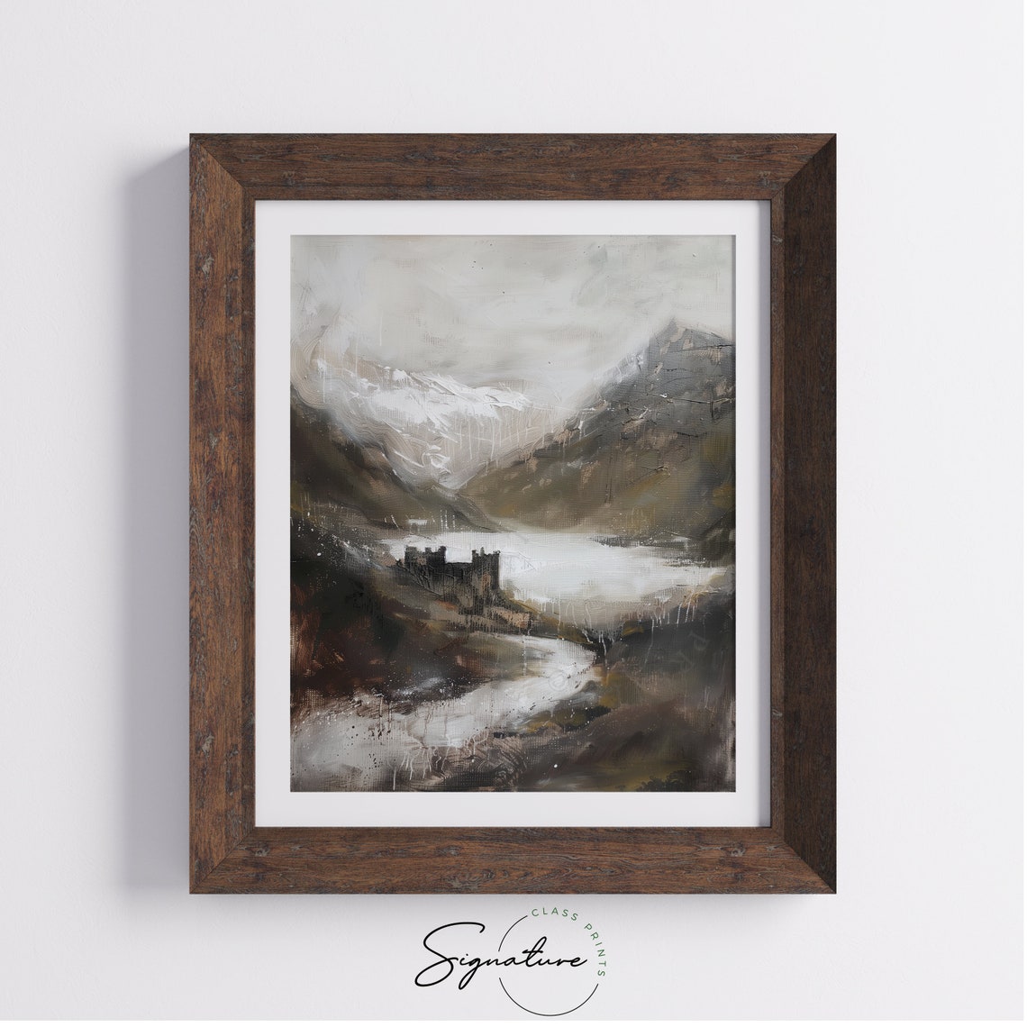 Misty Medieval Castle By Mountain Lake Moody Highland Art Poster - Image 4