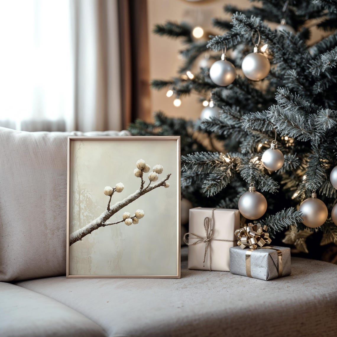 Frosty Birch Branch With Snowy Buds Minimalist Winter Poster - Image 5