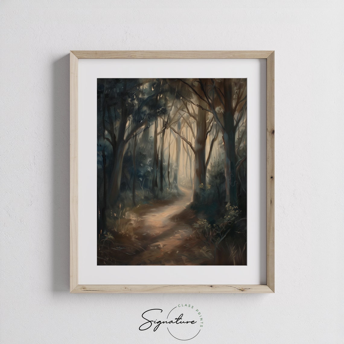 Mysterious Forest Path in Twilight Moody Woodland Trail Poster - Image 3