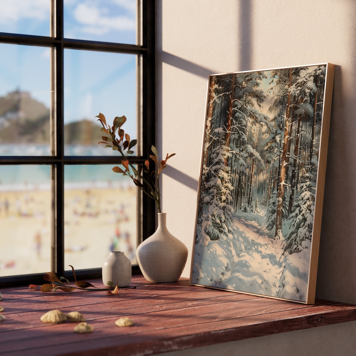 Pine Forest Painting, Winter Woodland Landscape Print - Image 5