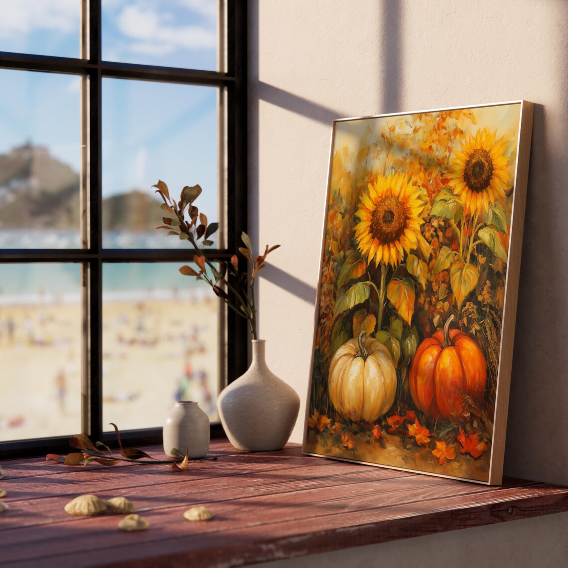 Bright Sunflowers and Pumpkins in a Golden Autumn Garden Poster - Image 5