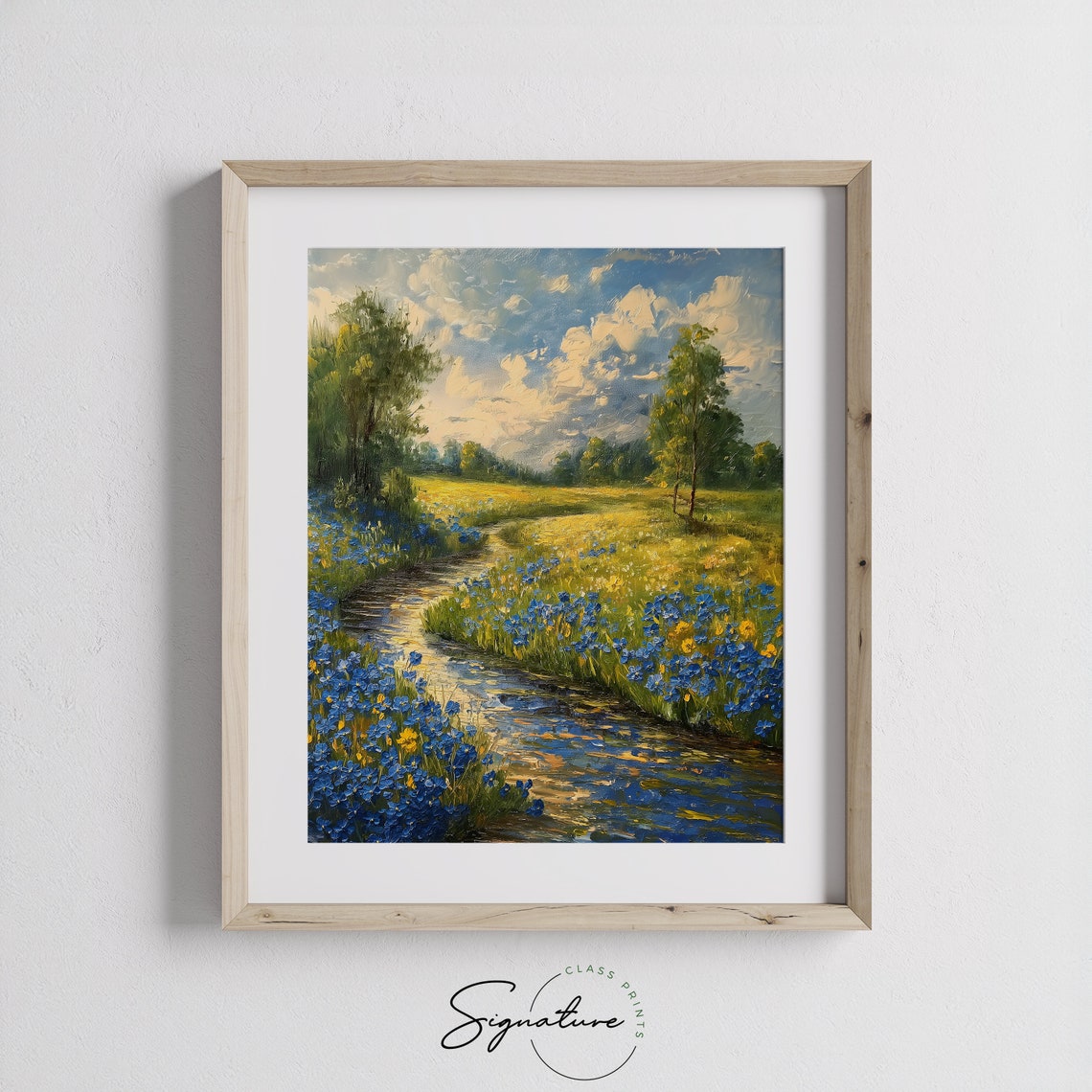 Blue Forget Me Nots Meadow Stream Golden Summer Wild Field Poster - Image 3