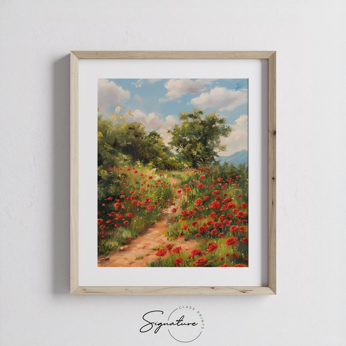 Red Poppy Field Country Path Summer Wildflower Walk Meadow Poster - Image 3