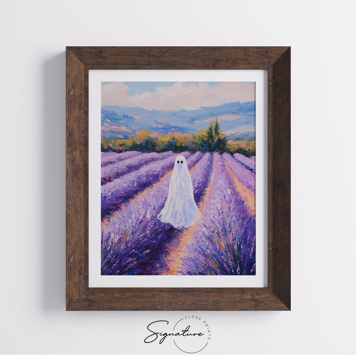 Lonely Ghost Wandering Through a Purple Lavender Field at Sunset Poster - Image 4