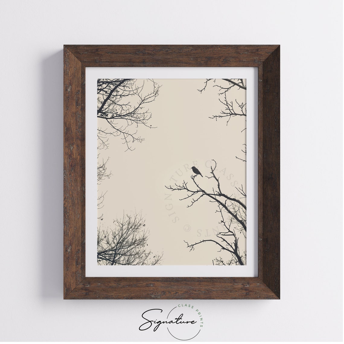 Lone Bird On Bare Branches Minimalist Winter Silhouette Poster - Image 4