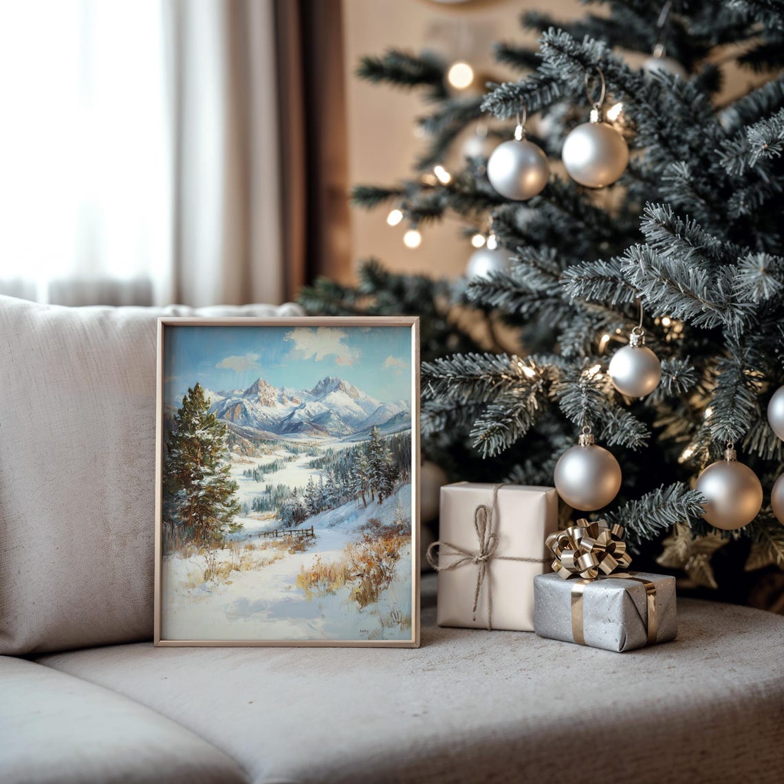 Majestic Snow Capped Peaks Alpine Valley Winter Landscape Poster - Image 5