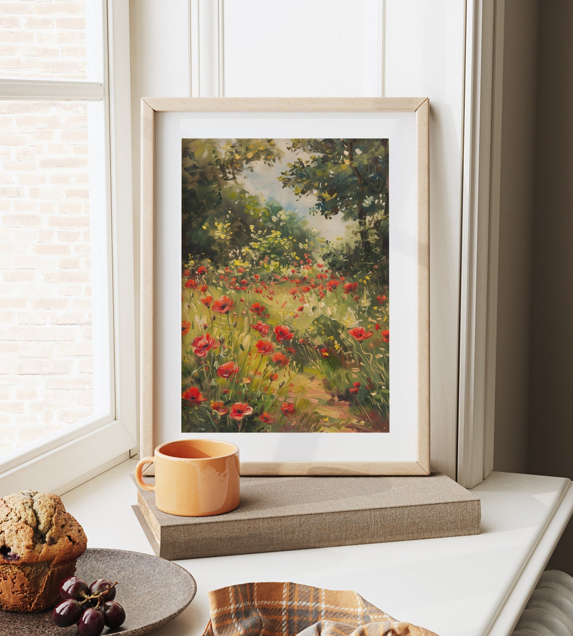 Red Poppy Field In Woodland Clearing Summer Flower Landscape Poster - Image 6