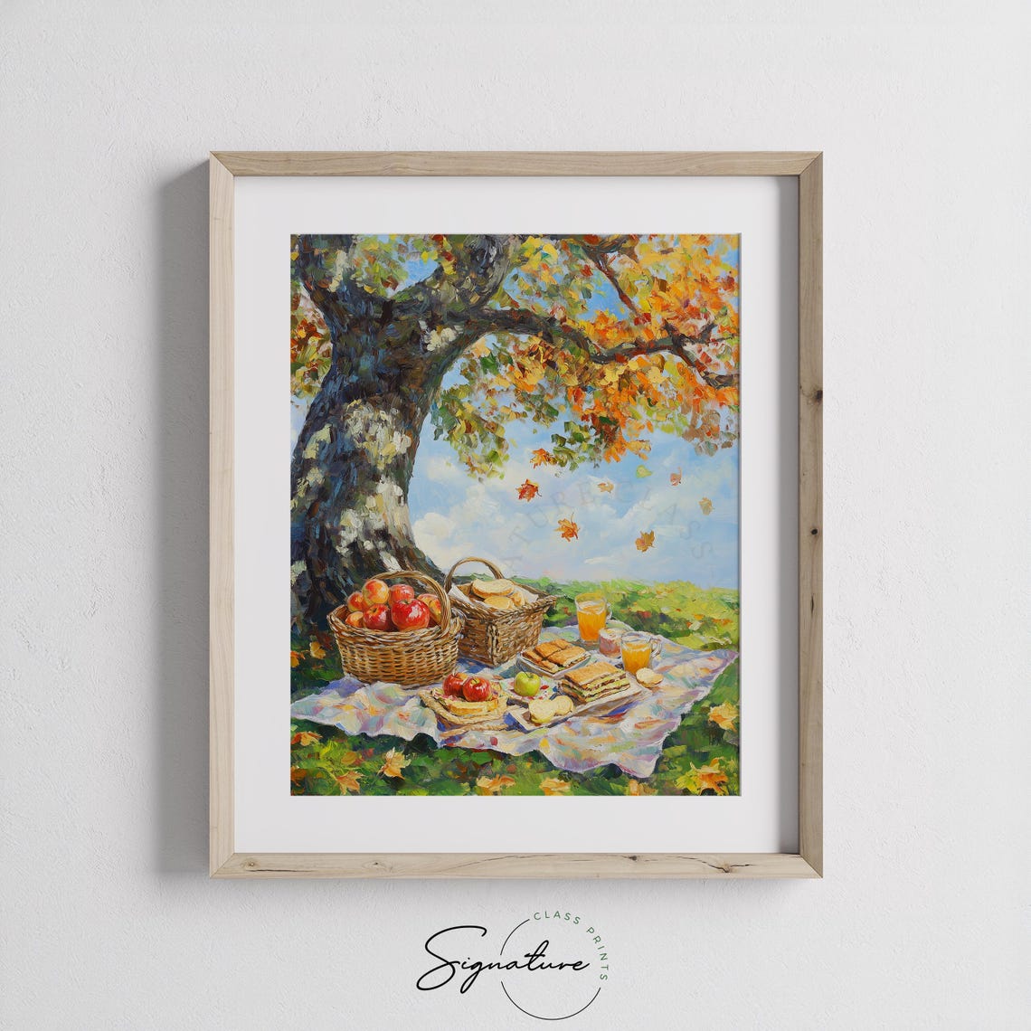 Autumn Picnic Under Maple Tree With Baskets And Apples Poster - Image 3