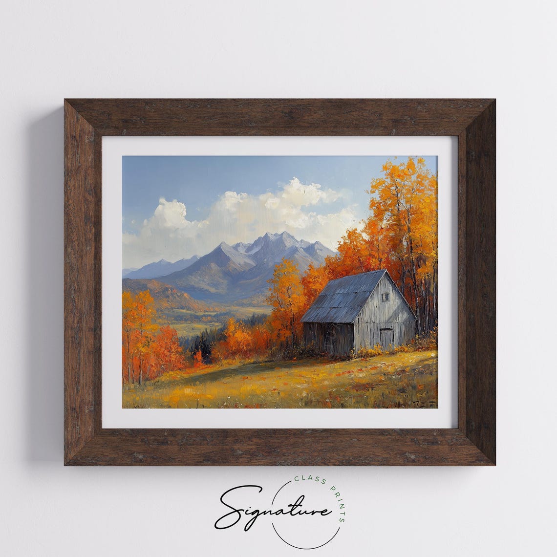 Old Gray Barn Among Orange Aspen Trees Under Mountain Peaks Poster - Image 5
