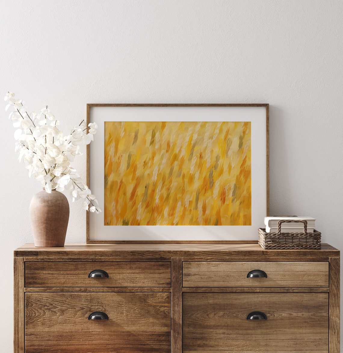 Golden Wheat Field Abstract Brushstroke Minimalist Art Poster - Image 3