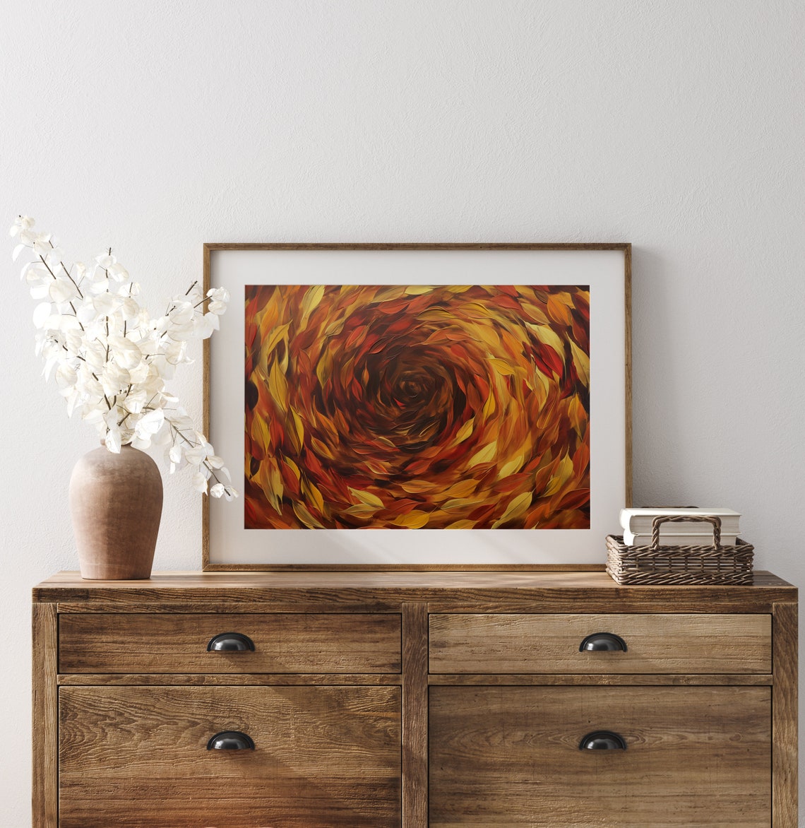 Autumn Leaves Whirlpool Vivid Fall Colors Modern Abstract Art Poster - Image 3