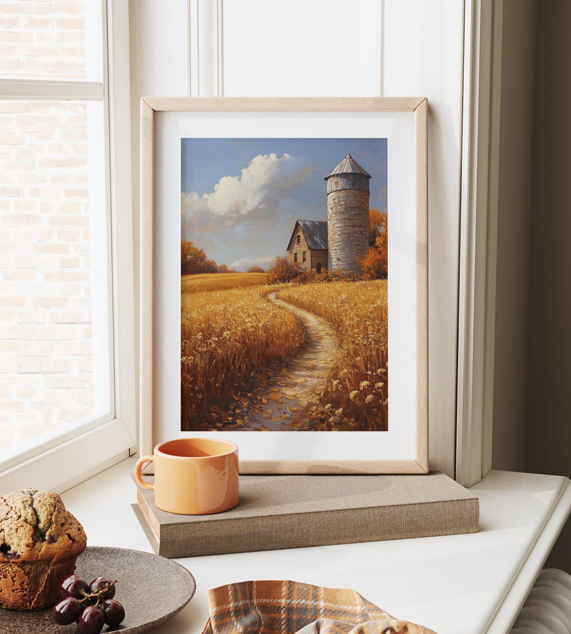 Rustic Silo Small Barn Golden Field Winding Path Autumn Farm Poster - Image 6